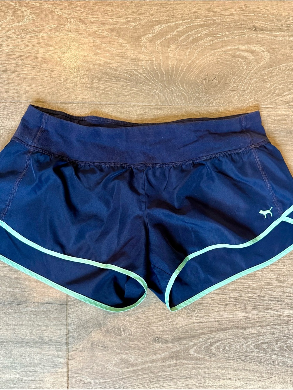 PINK Victoria's Secret Navy Athletic Shorts with Mint Trim